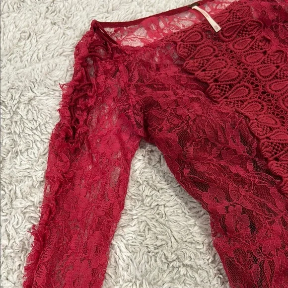 Free People-Red Lace Dress - Picture 4 of 7